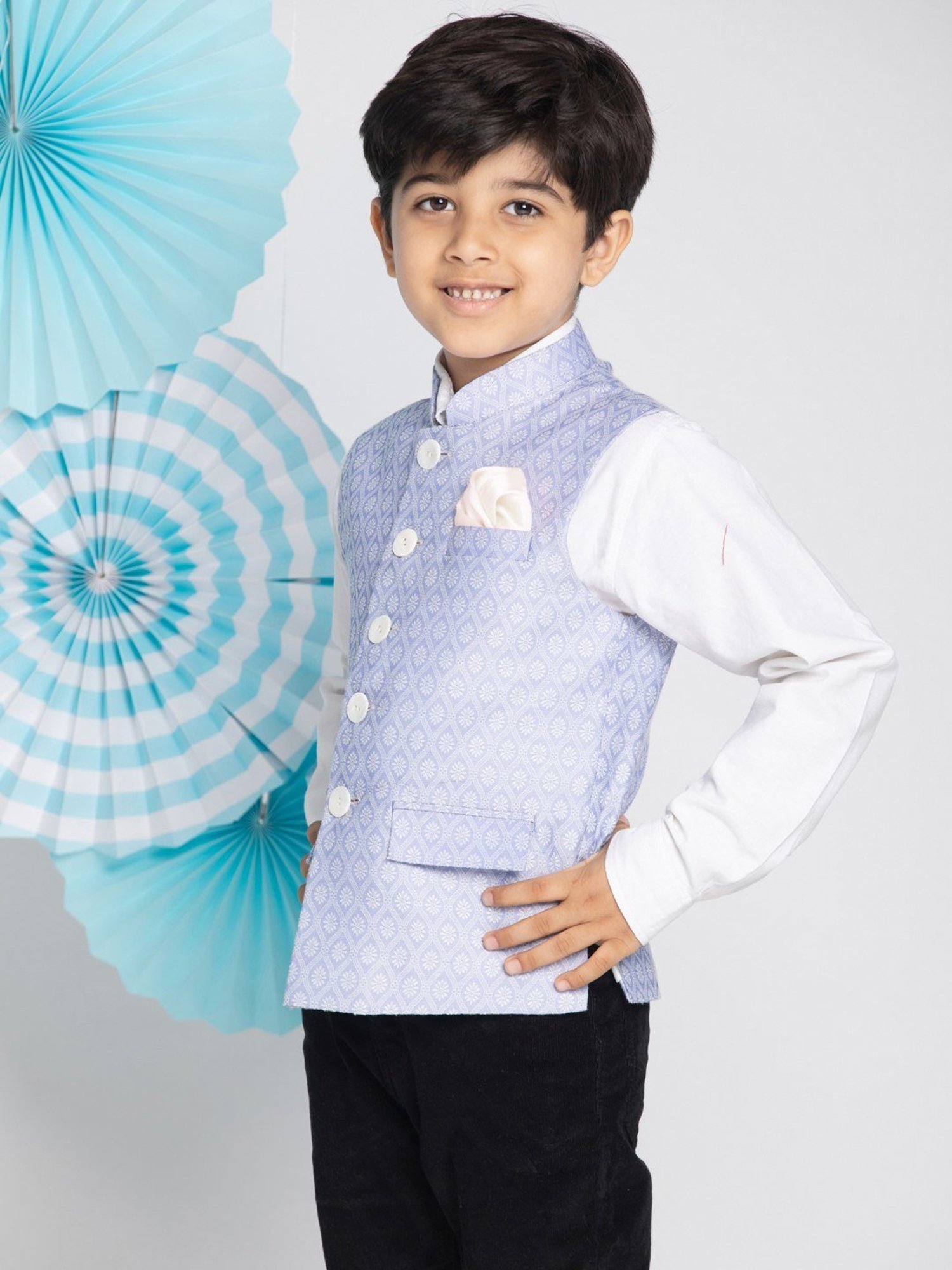 Crimsoune Club Kids Mint Solid Full Sleeves Blazer