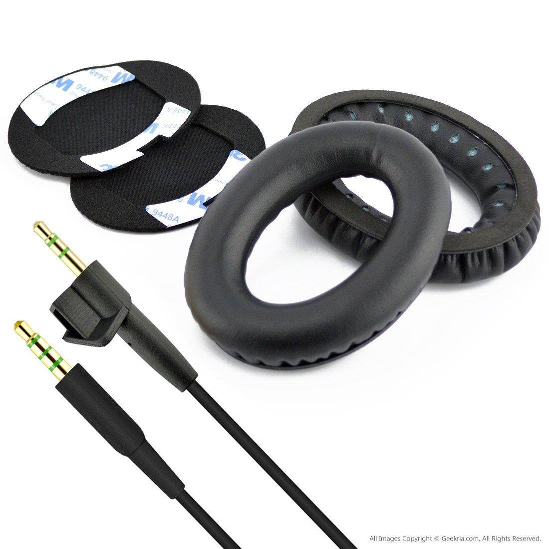 Replacement Earpad Ear Pad Cushions and Replacement Audio Cable (With Mic and Volumn Control) for Bose AE2, AE2i, AE2w Headphone (Cable + Earpad)