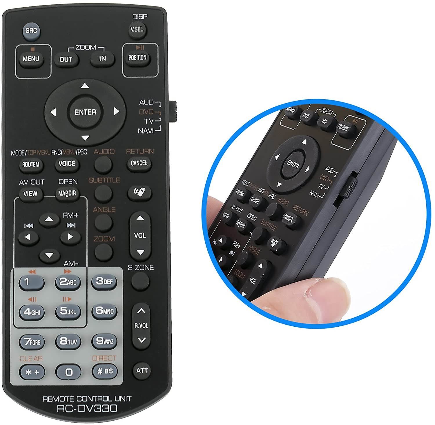 New RC-DV330 Replace Remote Fit for Kenwood KNA-RCDV330 Video/Nav Remote Control DDX5032 DNX512EX DDX-512 DDX5032M DDX-512 DVD Player Dnx5240 Ddx54r Ddx5024 Ddx5054 DNX7120 DDX512 DDX514 DDX714 DDX812