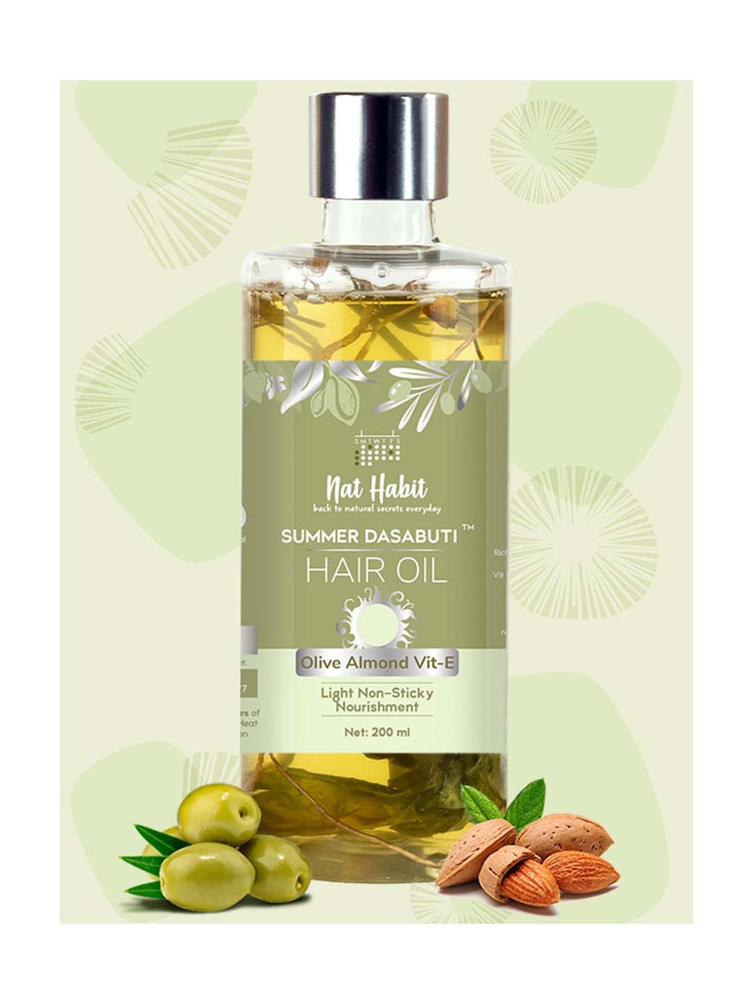 Nat Habit Summer Dasabuti Olive Almond Vit-E Hair Oil - 200 ml