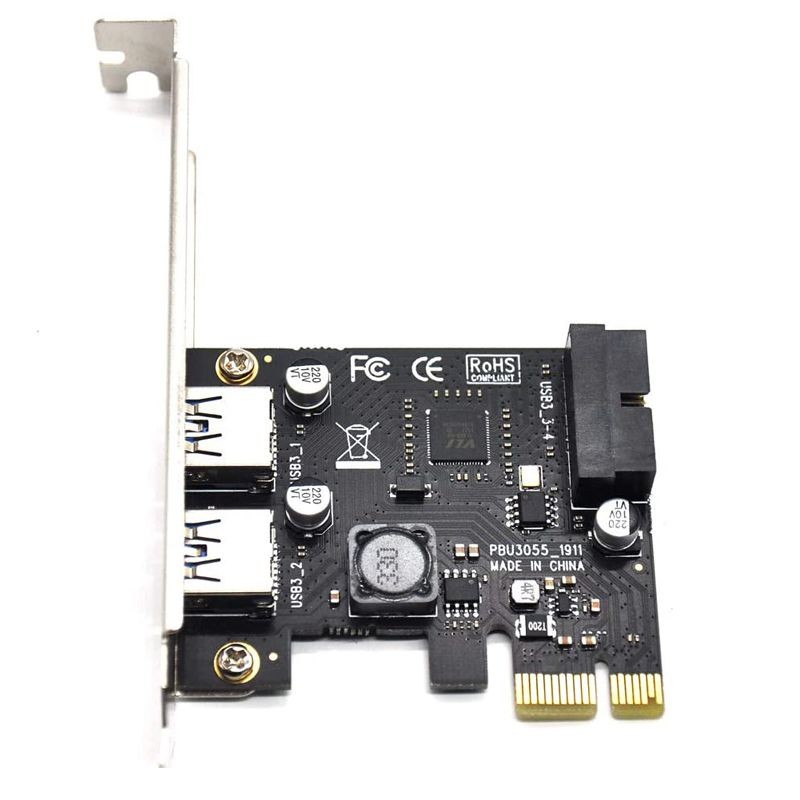 4 Port PCIE PCI-e to USB 3.0 (2 x Type A+ 20 Pin Internal) Expansion Card Hub Controller PCI Express Card Adapter w/ SATA Power