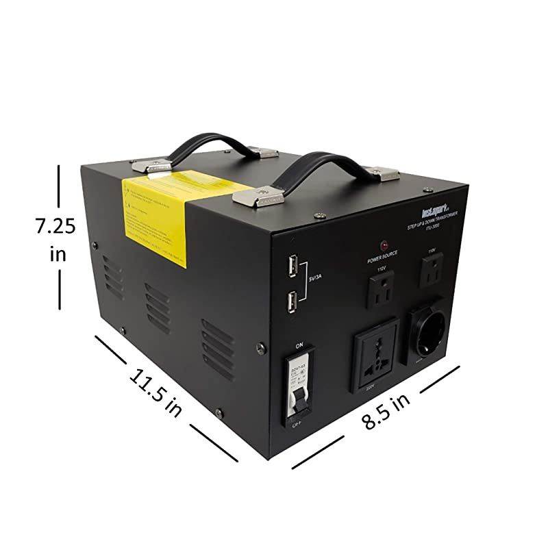 ITU-3000 Series Heavy-Duty AC 110/220V Step Up / Down Voltage Transformer / Converter with US Standard, Universal, German/French Schuko AC Outlets - 3,000 Watt