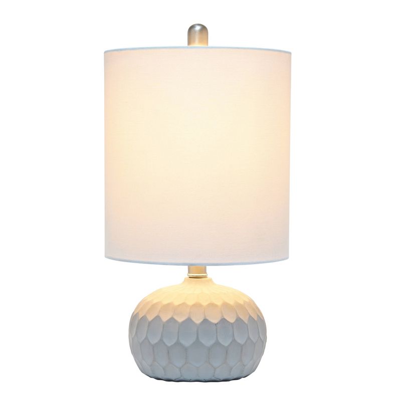 Concrete Thumbprint Table Lamp with Fabric Shade White - Lalia Home
