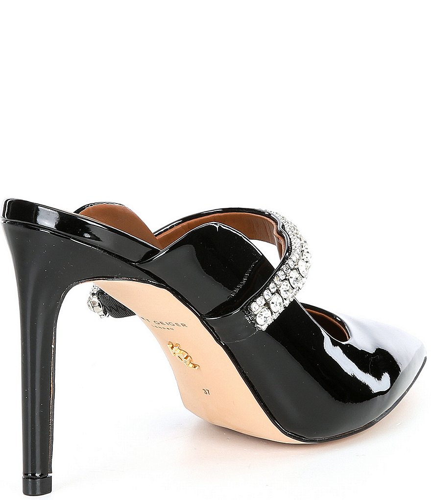 Kurt Geiger London Duke Patent Leather Jewel Strap Pointed Toe Dress Mules