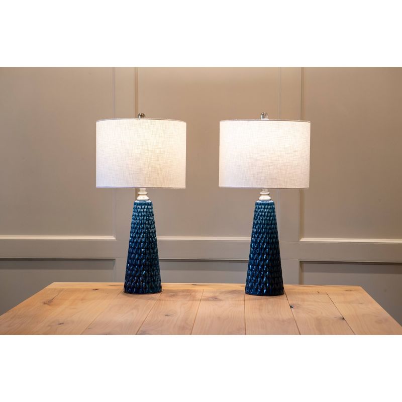 26.5" Set of Two Jameson Textured Ceramic Table Lamp Cobalt Blue - Decor Therapy