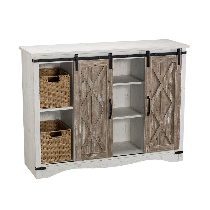 47" Barn Door Storage Accent Cabinet Off White - Home Essentials