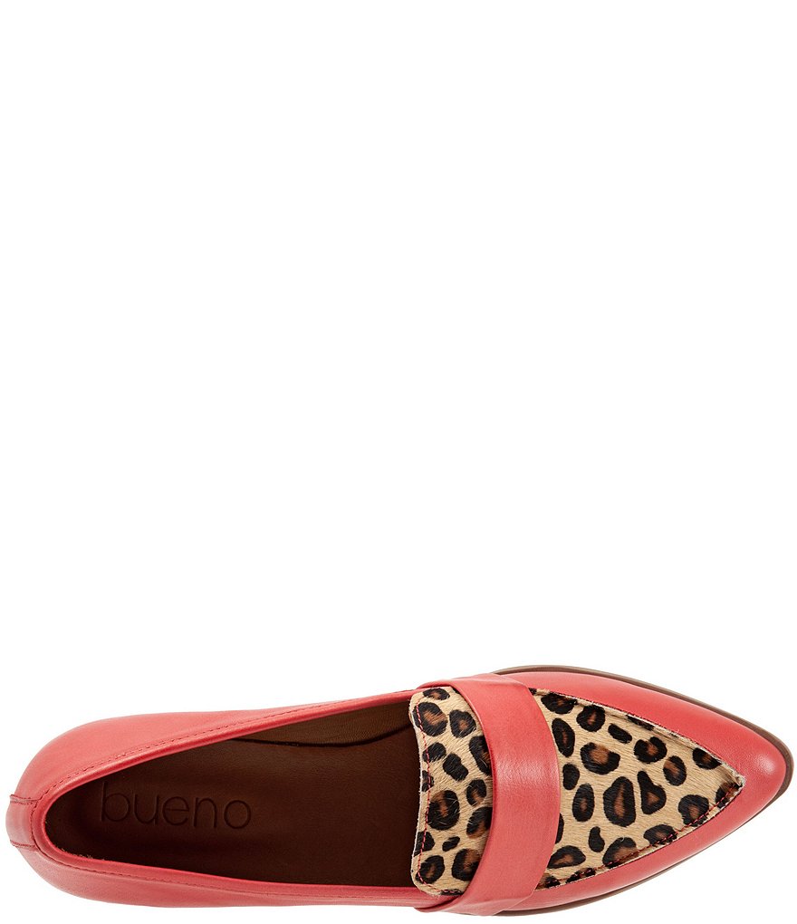 Bueno Barnes Leather Leopard Print Calf Hair Loafers