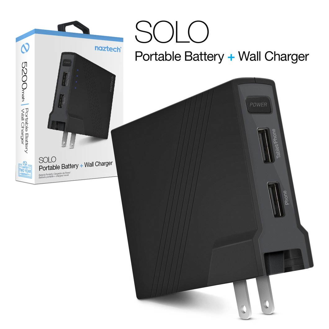 Naztech Solo 5200mAh 2-in-1 Dual USB Portable Battery Black (14247)