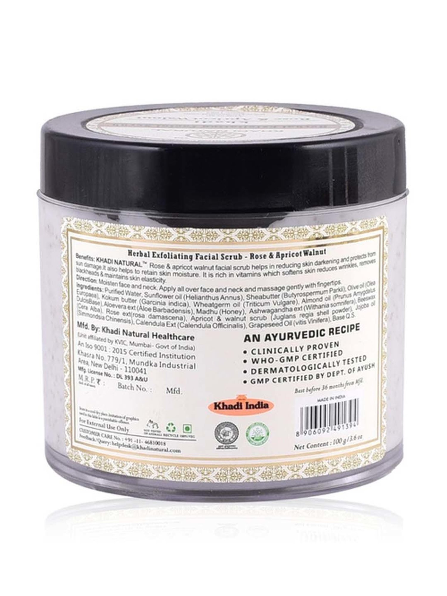 Khadi Natural Herbal Rose Apricot & Walnut Scrub - 100 gm