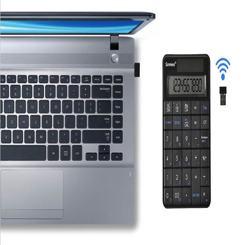 Sunreed 2in 1 USB Numeric Keypad with Calculater Wireless Receiver Numeric Keypad Tablet with USB Hub 29 Keys for Microsoft Mac