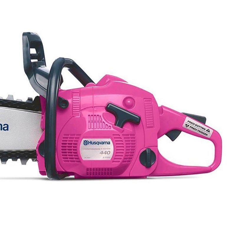 Husqvarna Kids Battery Operated Rotating Chain Play Toy Chainsaw, Pink & Orange