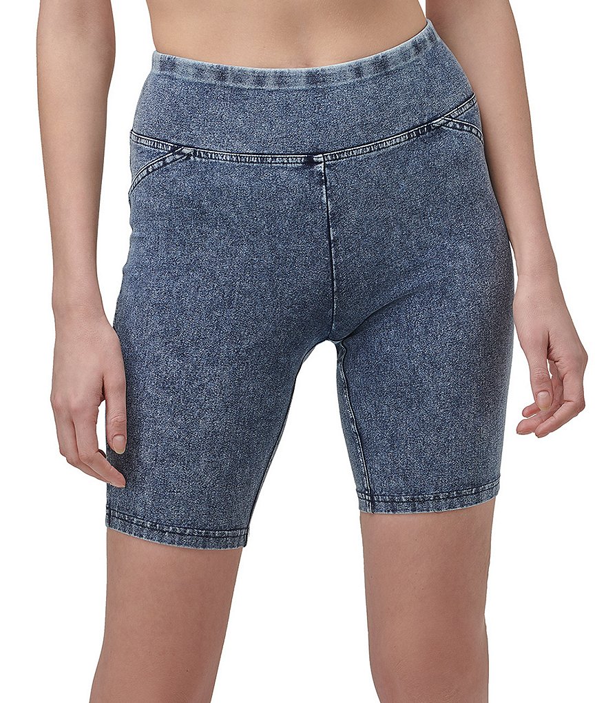 Marc New York High Rise Knit Denim Look Biker Shorts