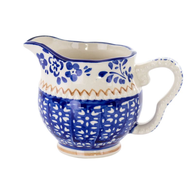 Meritage Botany 5.5 Inch 10 Ounce Stoneware Creamer in Deep Blue
