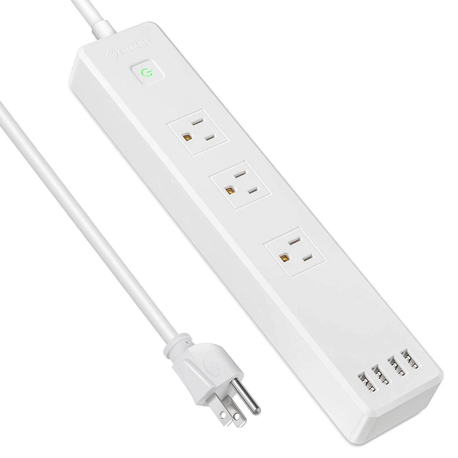 Etekcity 3-Outlet Surge Protector Power Strip with 4 USB Charging Ports, 5610 Joules,6 Ft Long Cord & Mounting Holes, 750? Flame-Retardant, FCC ETL Listed, White (Upgrade Version)