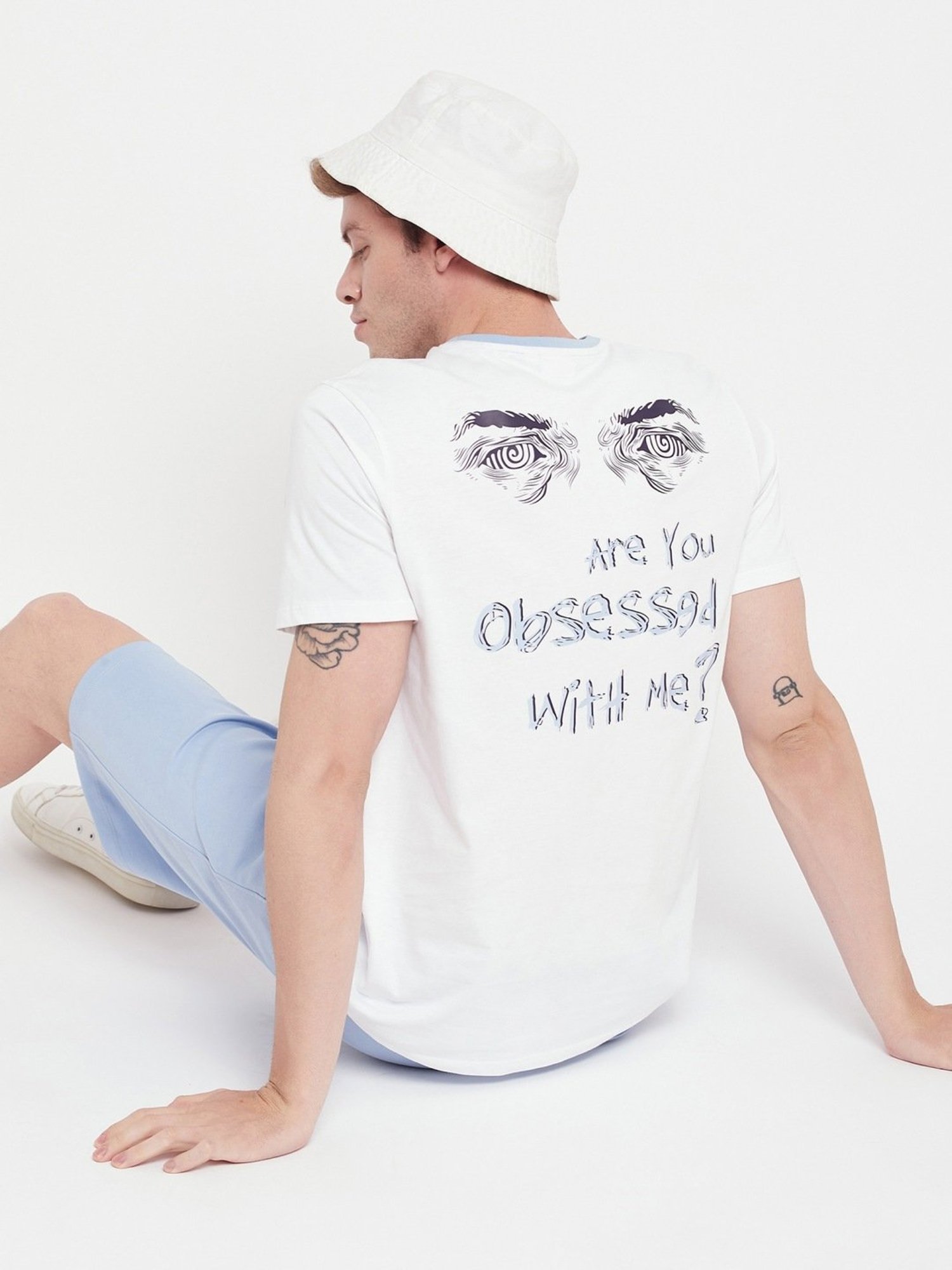 Edrio White Cotton Relaxed Fit Printed T-Shirt