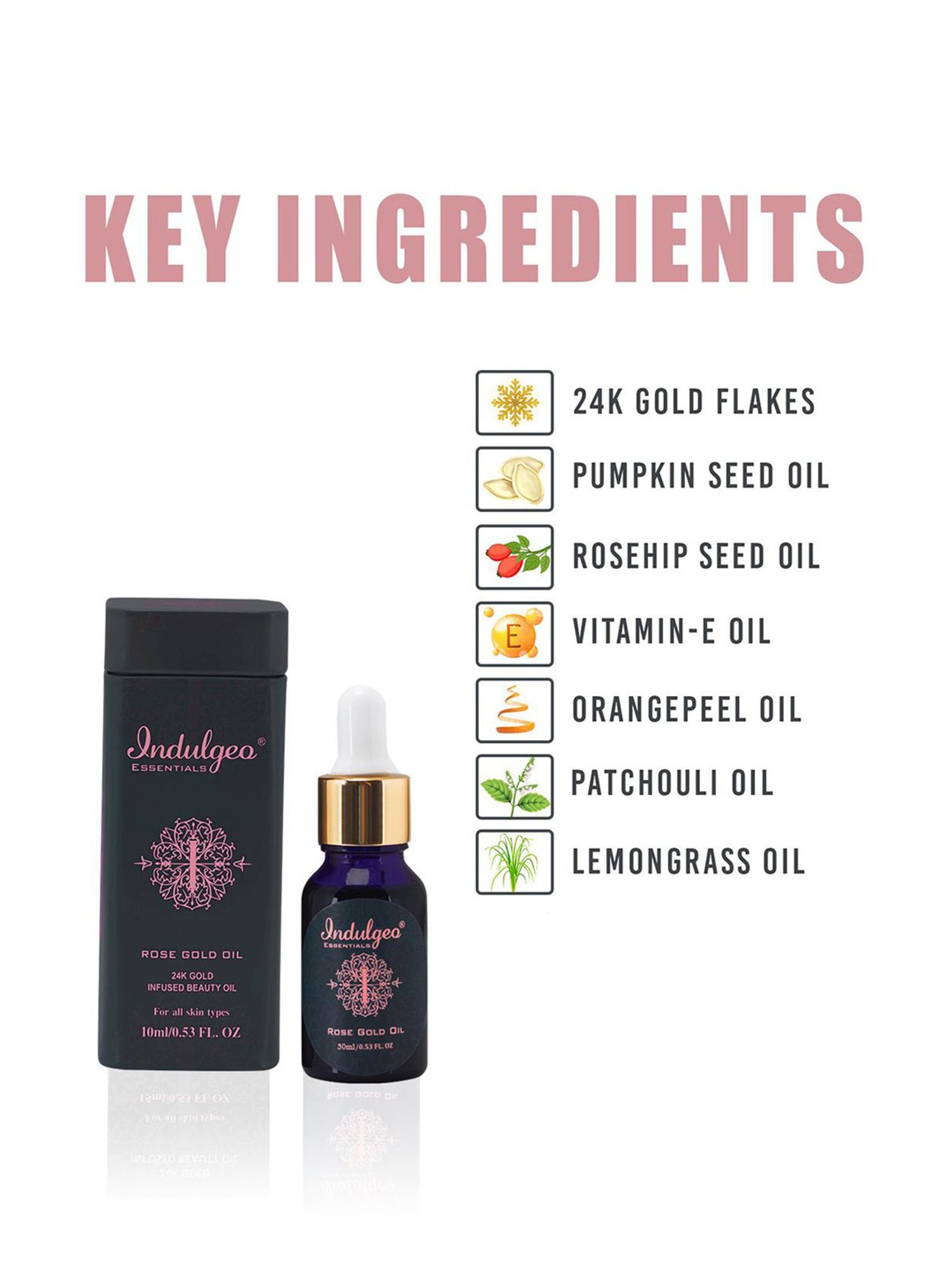 Indulgeo Essentials Rose Gold Beauty Oil - 30 ml