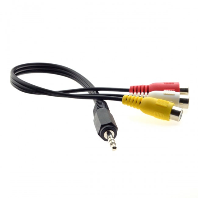 Jimier 3.5mm 1/8" Male Stereo Car AUX to 3 RCA AV Female Cord Audio Video Composite Cable 20cm RC-141