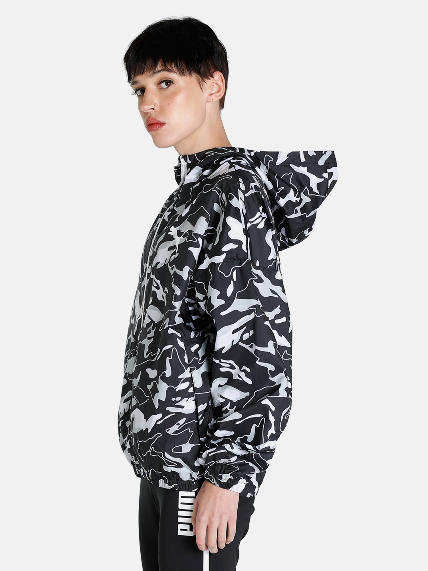 Puma Black & White Printed Jacket