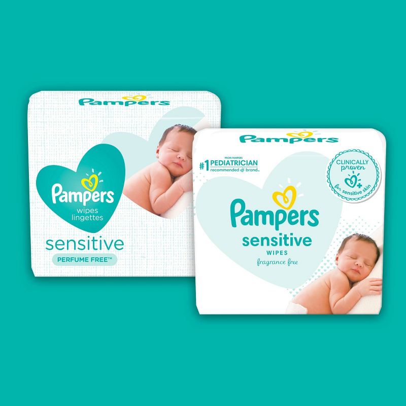 Pampers Swaddlers Disposable Diapers Size 1 - 168ct + Size 2 - 148ct & Pampers Sensitive Baby Wipes - 672ct - Bundle