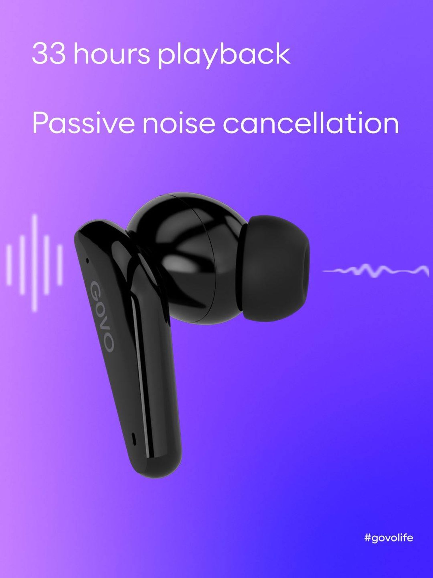 GOVO GOBUDS 600 True Wireless Earbuds with Mic (Black)