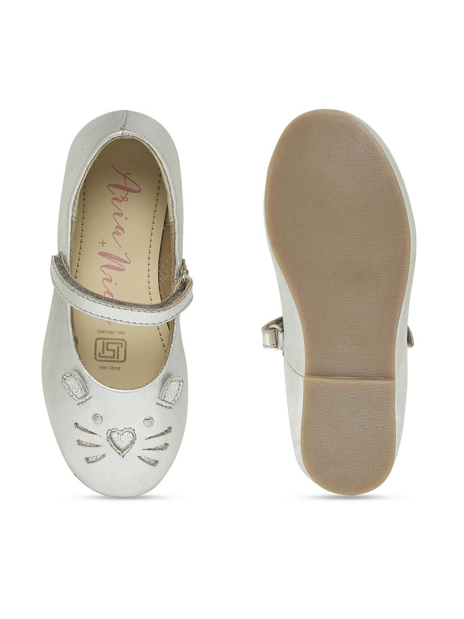 Aria Nica Kids Kitty Silver Mary Jane Shoes