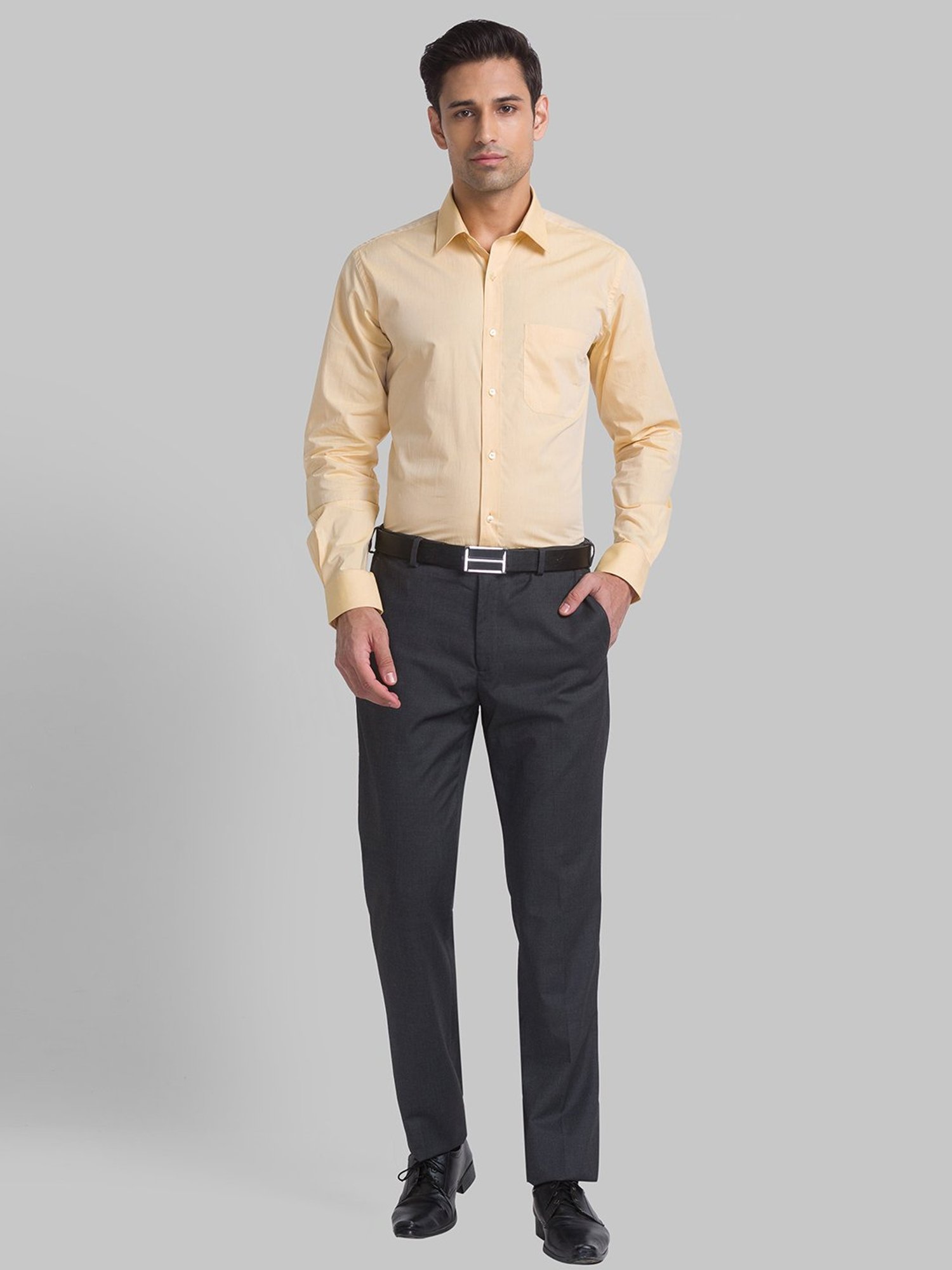 Raymond Grey Regular Fit Trousers