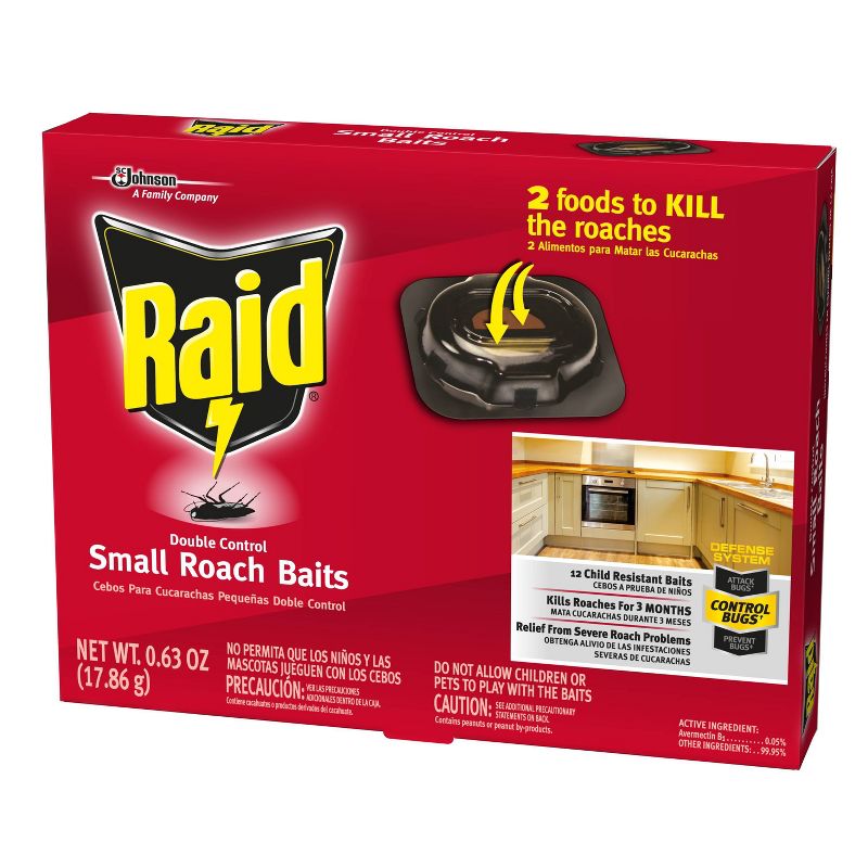 Raid Double Control Small Roach Baits - 0.63oz/12ct