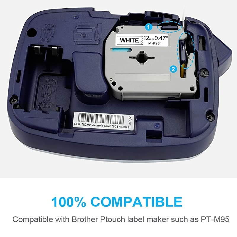 Compatible Label Tape Replacement for Brother Label Maker Tape TZe-251 TZe-151 TZe-451 TZe-651 24mm TZe Tape for P-Touch PT-D600 PT-P700 PTP750W PT2730 ( Clear, White, Yellow, Red, 4-Pack )