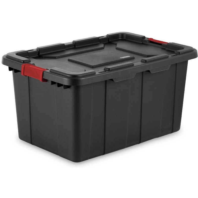 Sterilite 27-Gallon Durable Industrial Storage Tote, Black (4 Pack) 14669004