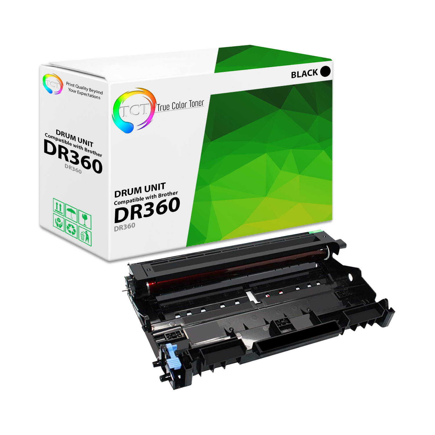 TCT Premium Compatible Drum Unit Replacement for Brother DR-360 DR360 Black works with Brother HL-2140 2150N 2170W, DCP-7030 7040, MFC-7320 7340 7440N 7450 7840W Printers (12,000 Pages) - 2 Pack