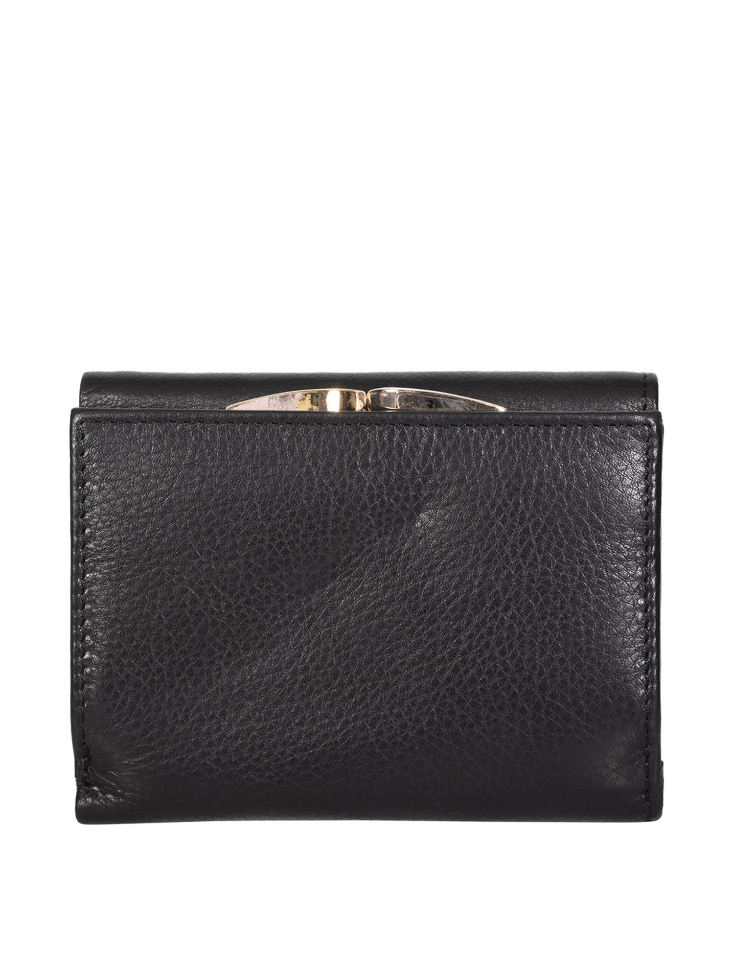 SASSORA Black Solid Rfid Tri-Fold Wallet for Women