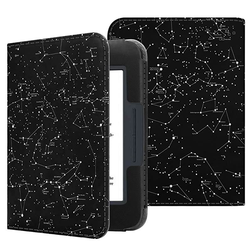 Case for Nook GlowLight 3, Slim Fit Premium Vegan Leather Folio Cover for Barnes and Noble Nook GlowLight 3 eReader 2017 Release Model# BNRV520, Constellation