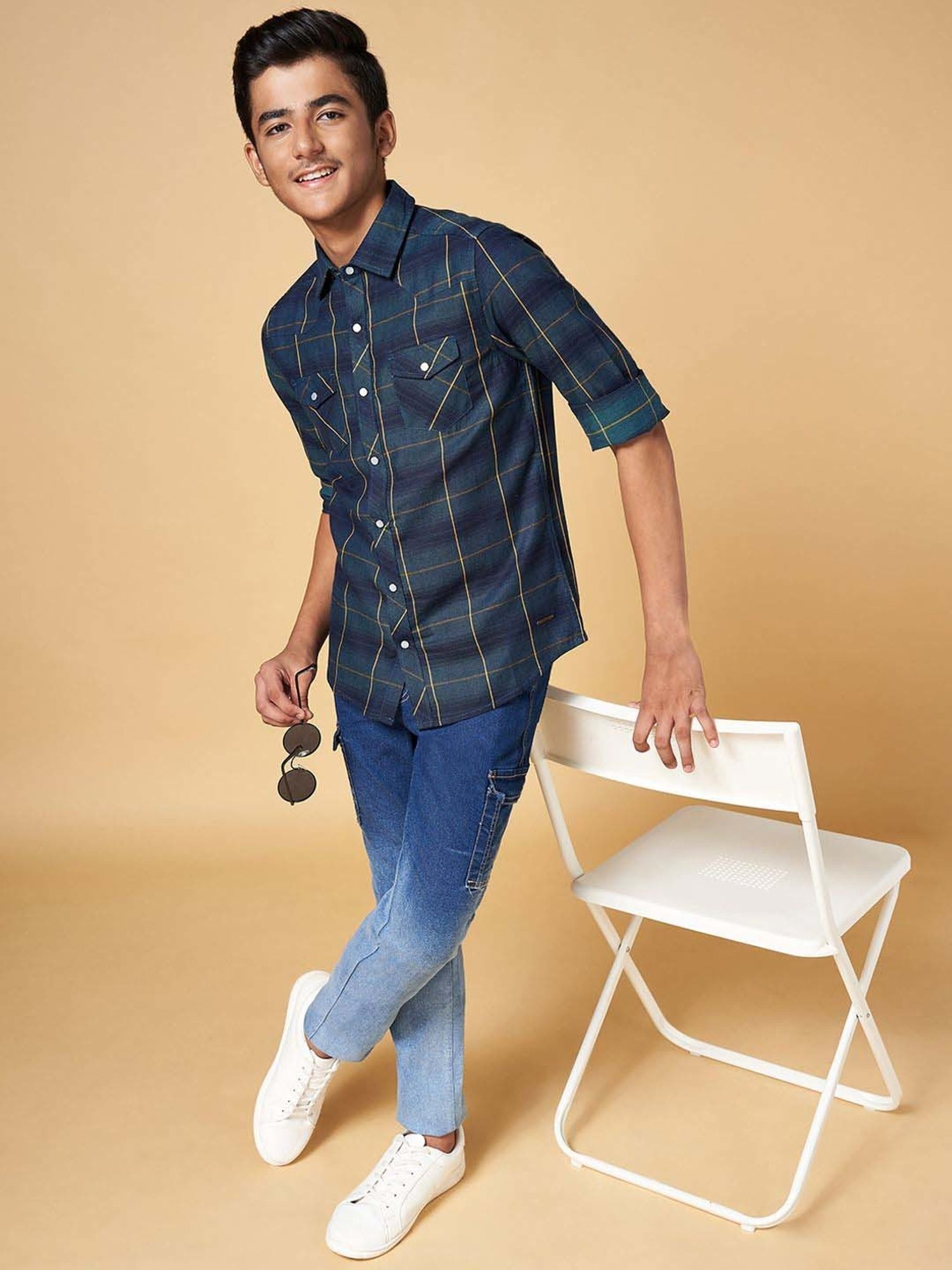 Coolsters by Pantaloons Kids Blue Cotton Chequered Full Sleeves Shirt