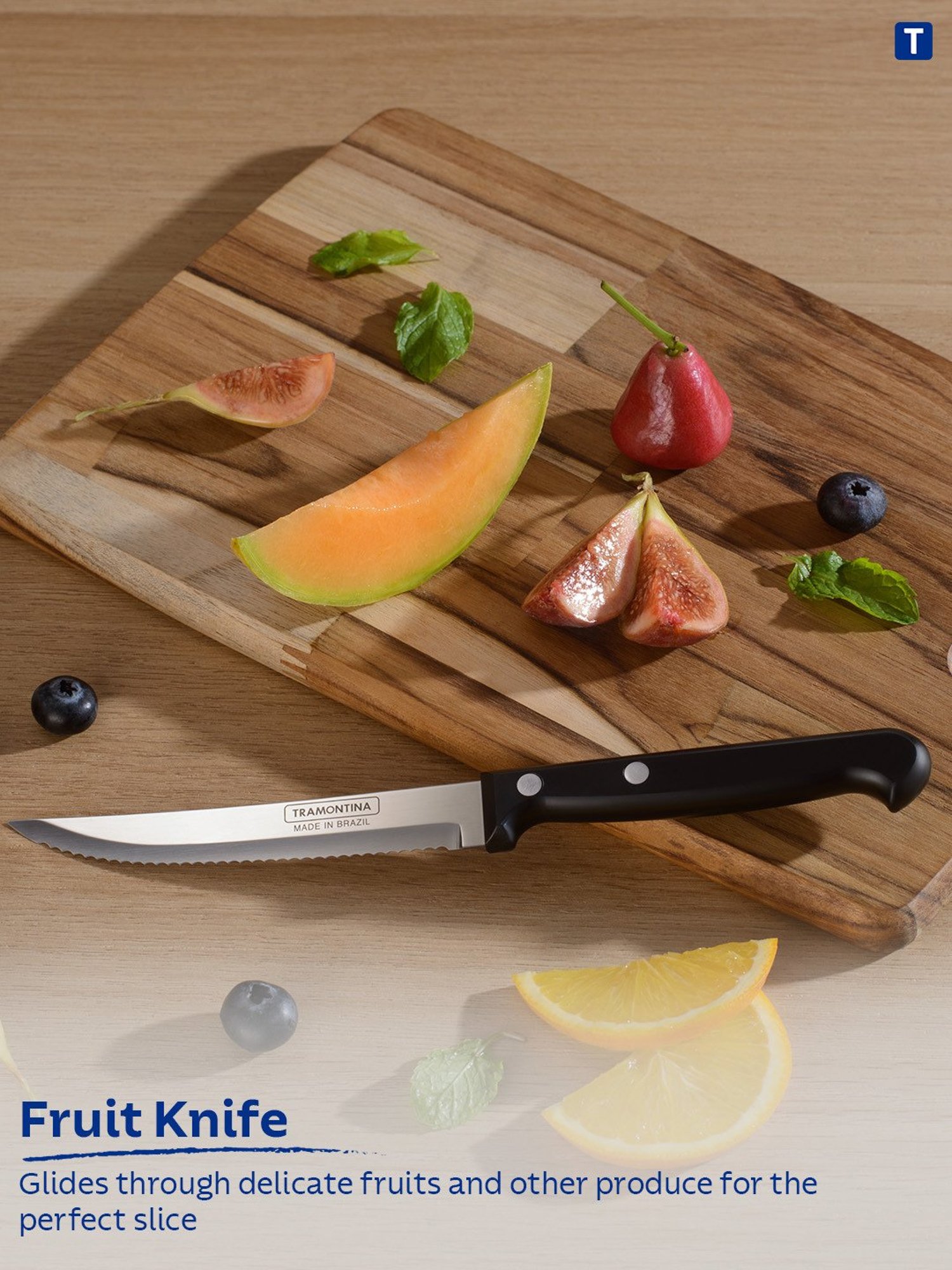 Tramontina Ultracorte Stainless Steel Fruit Knife Plain Edge 4.7" Antimicrobial Kitchen Knife