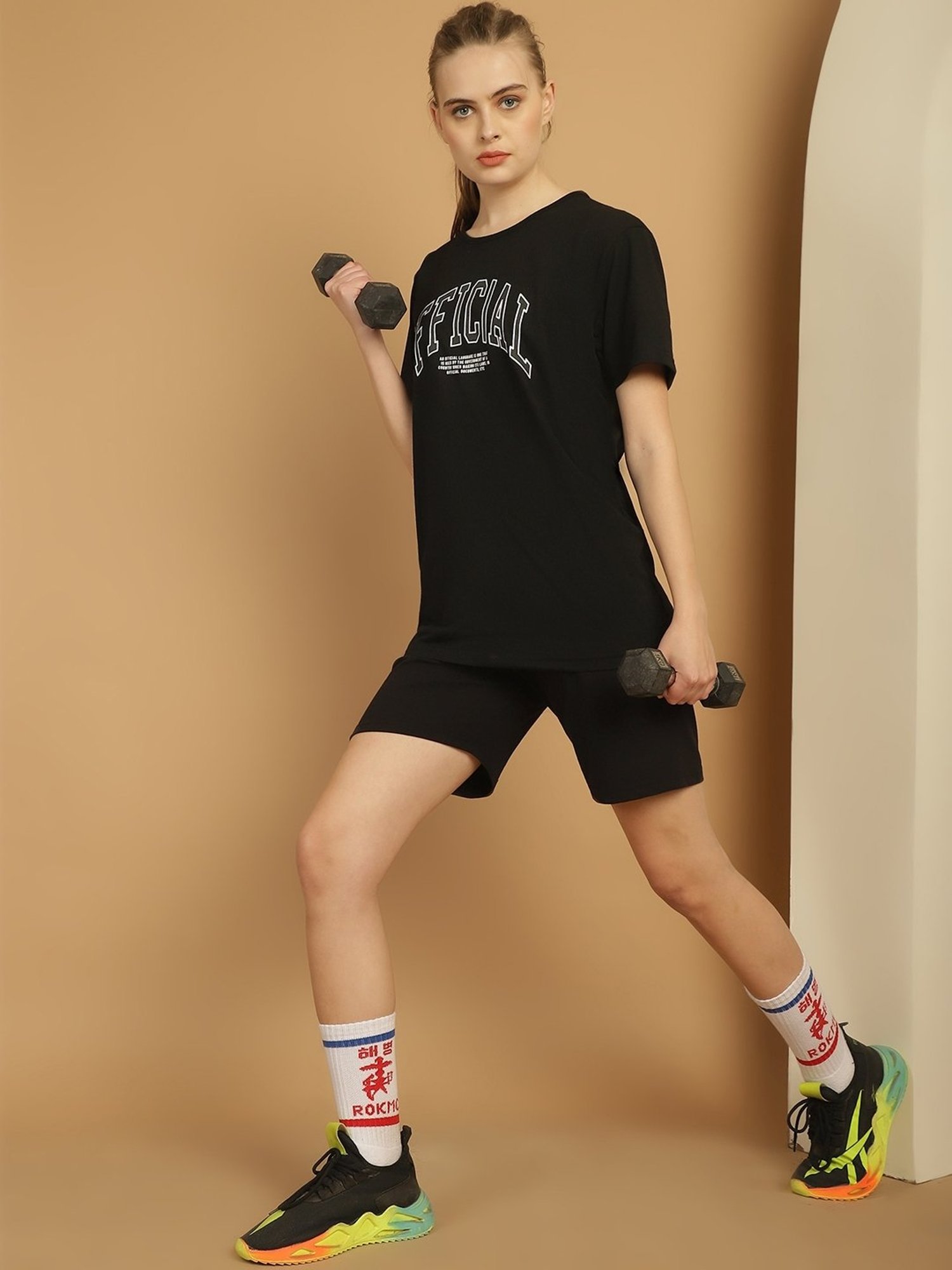 Vimal Jonney Black Cotton Printed T-Shirt & Shorts Set