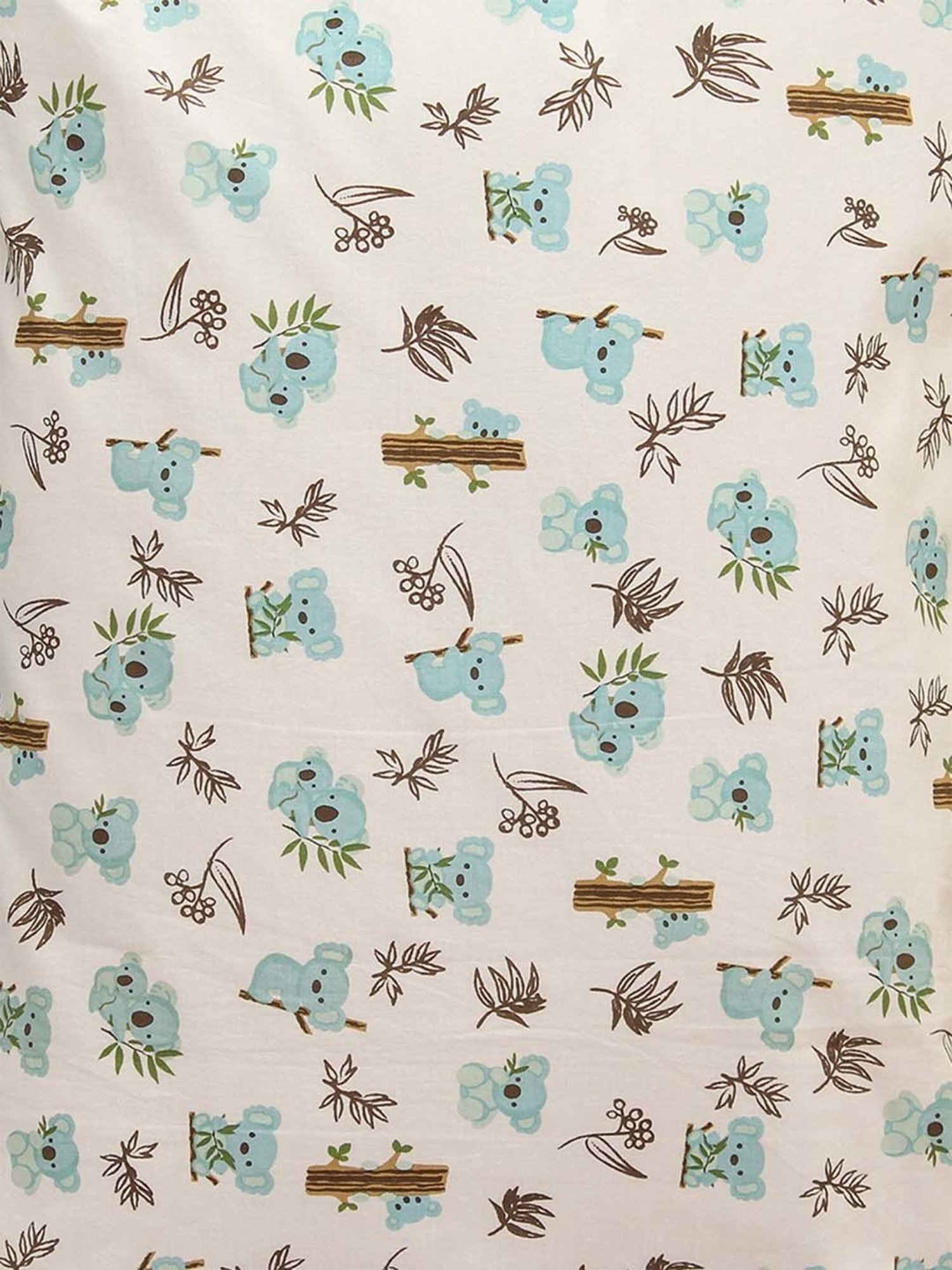 House This Koala Printed Blue Cotton Double Bed Sheet with 2 Pillow Covers