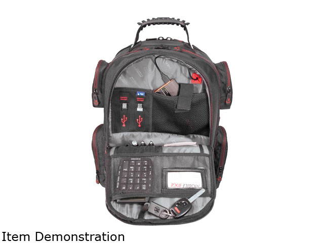 Mobile Edge - Core Gaming Checkpoint Friendly 18.4" Backpack w/Velcro Front Panel - Black with Red Trim