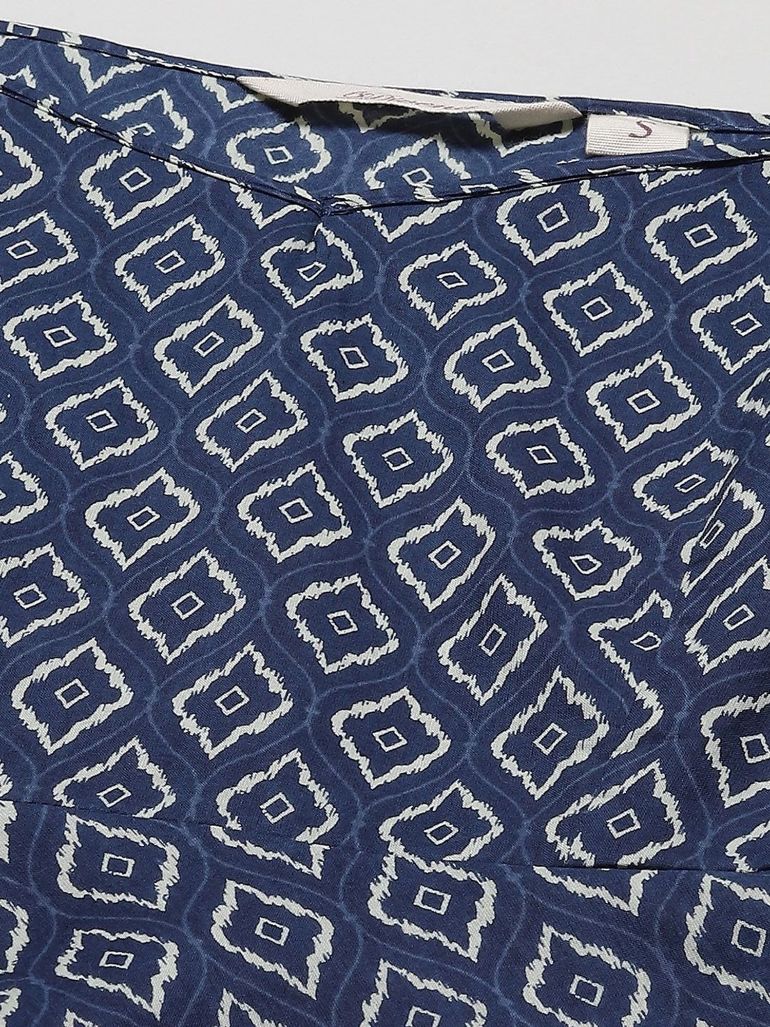 Divena Blue Cotton Printed Top