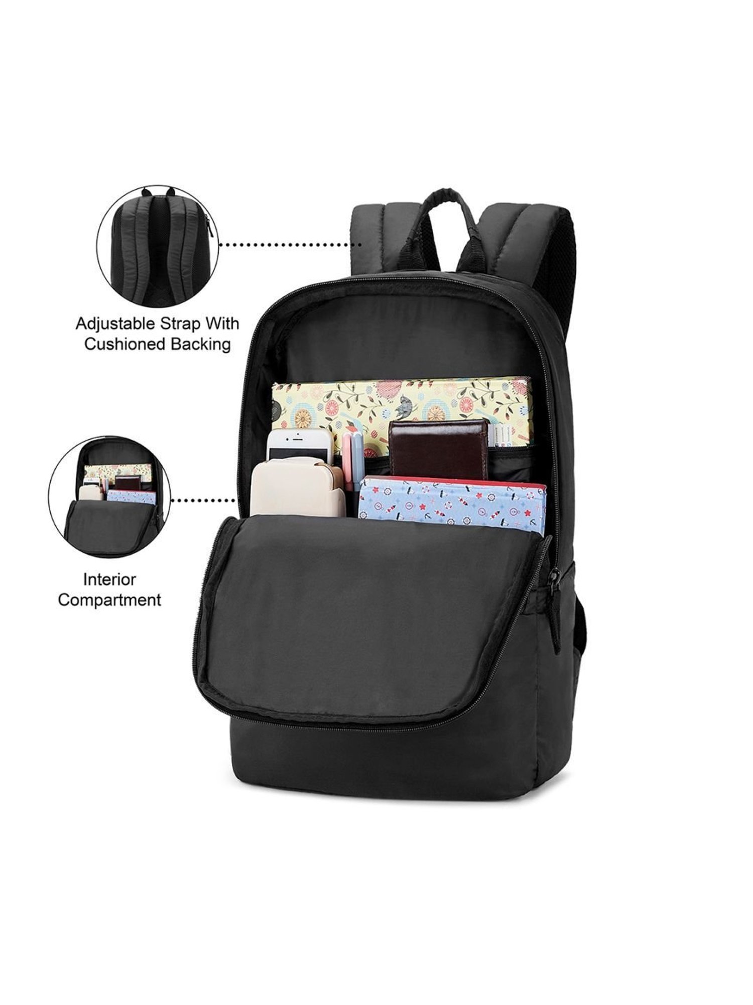 United Colors of Benetton Max 18 Ltrs Black Medium Laptop Backpack