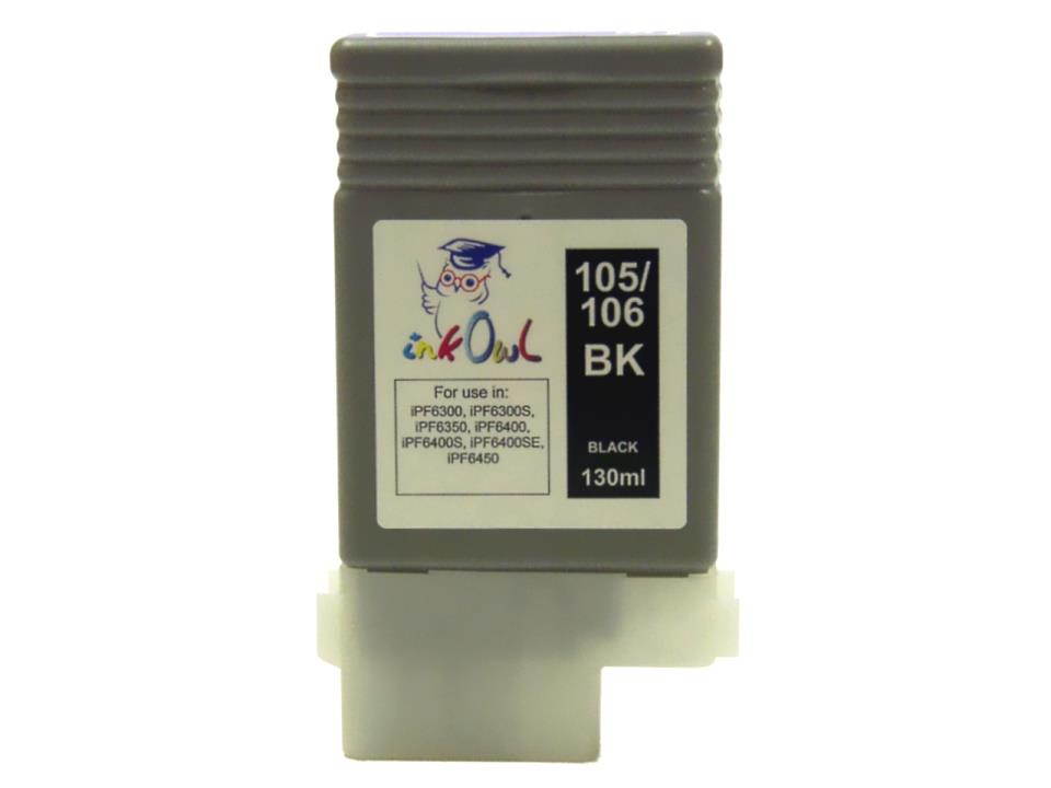 InkOwl Compatible Ink Cartridge Replacement for CANON PFI-105BK, PFI-106BK (130ml, Black) for iPF6300, iPF6300S, iPF6350, iPF6400, iPF6400S, iPF6400SE, iPF6450 printers