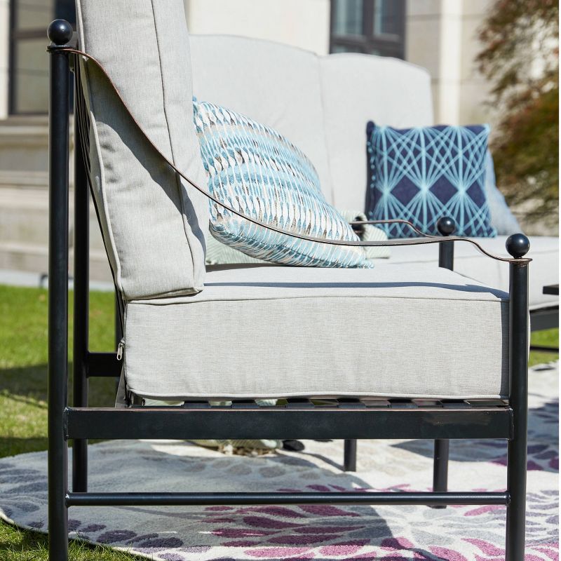 2pc Steel Outdoor Patio Accent Chairs Cream - Lokatse