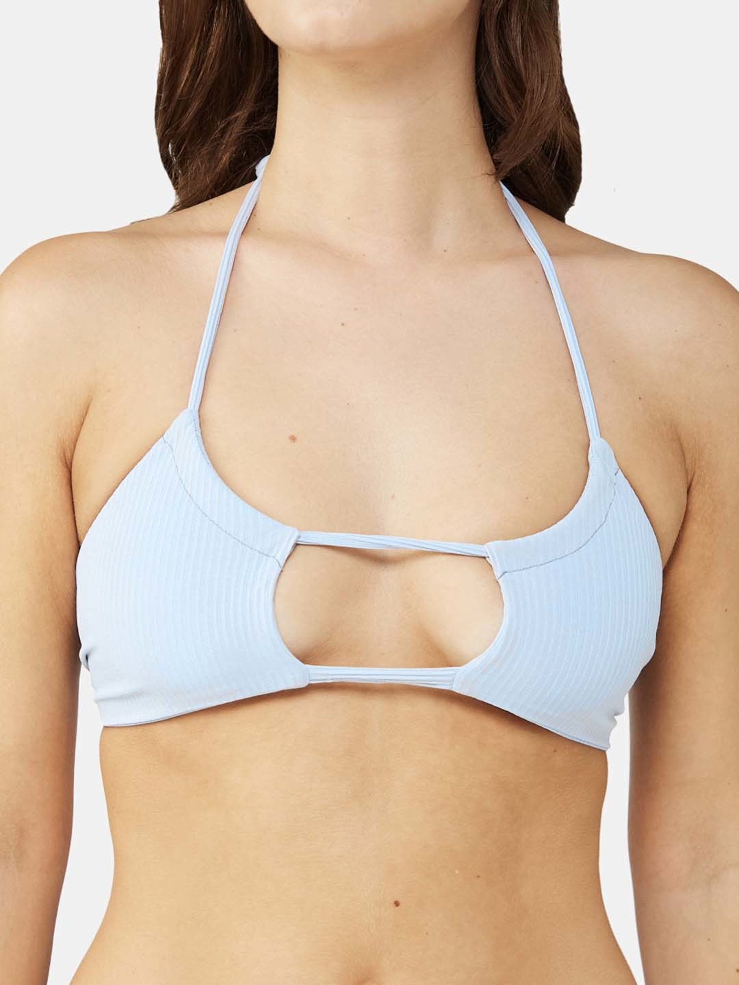 Secrets By ZeroKaata Black & Blue Plain Swimwear Bra Panty Set - Pack Of 2