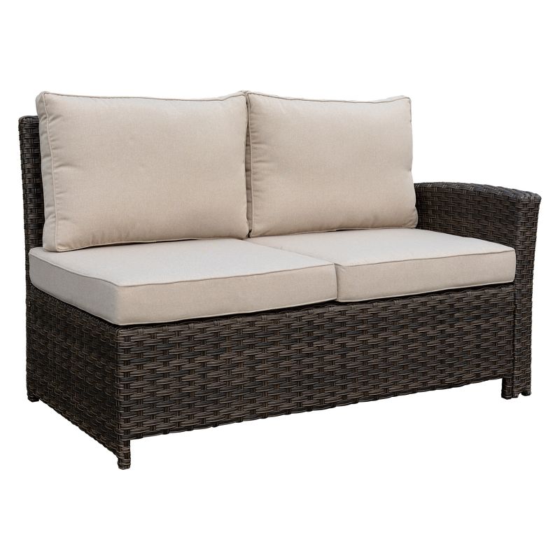 3pc Rooftop Outdoor Sofa Sectional with Cushions & Coffee Table - Brown - Courtyard Casual