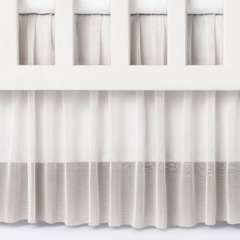 The Peanutshell Farmhouse Crib Skirt  - Gray
