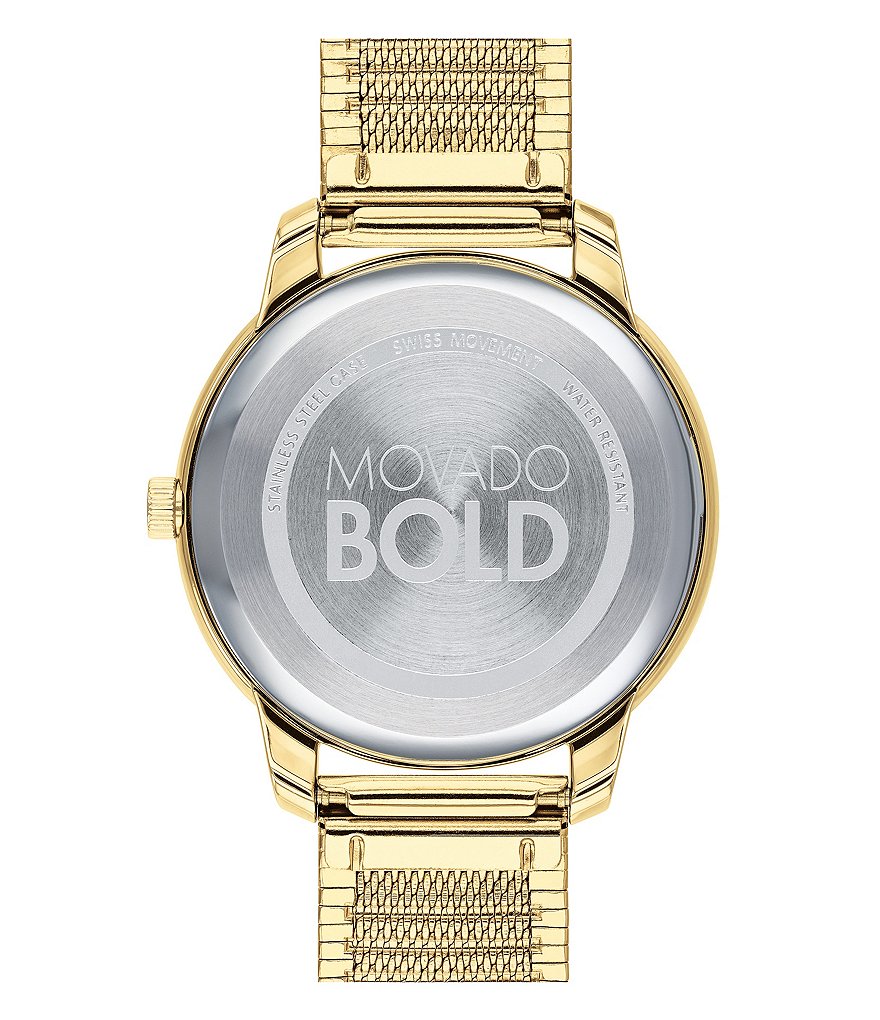 Movado Bold Stainless Steel Goldtone Pyramid Bracelet Watch
