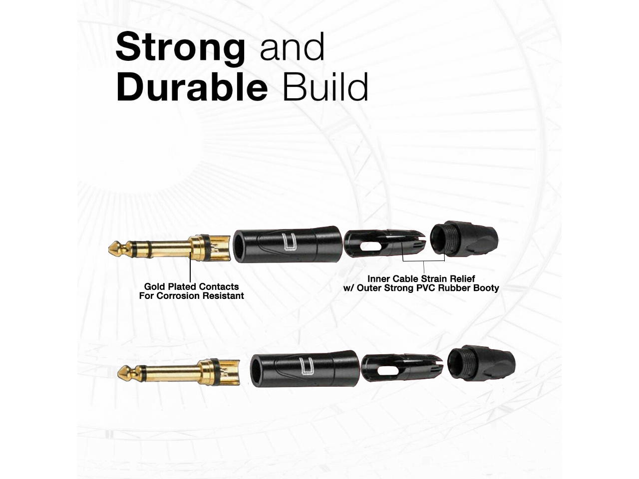 1/4" TRS Male to TS Unbalanced Mono Cable - Custom Length, Color Connector Cord