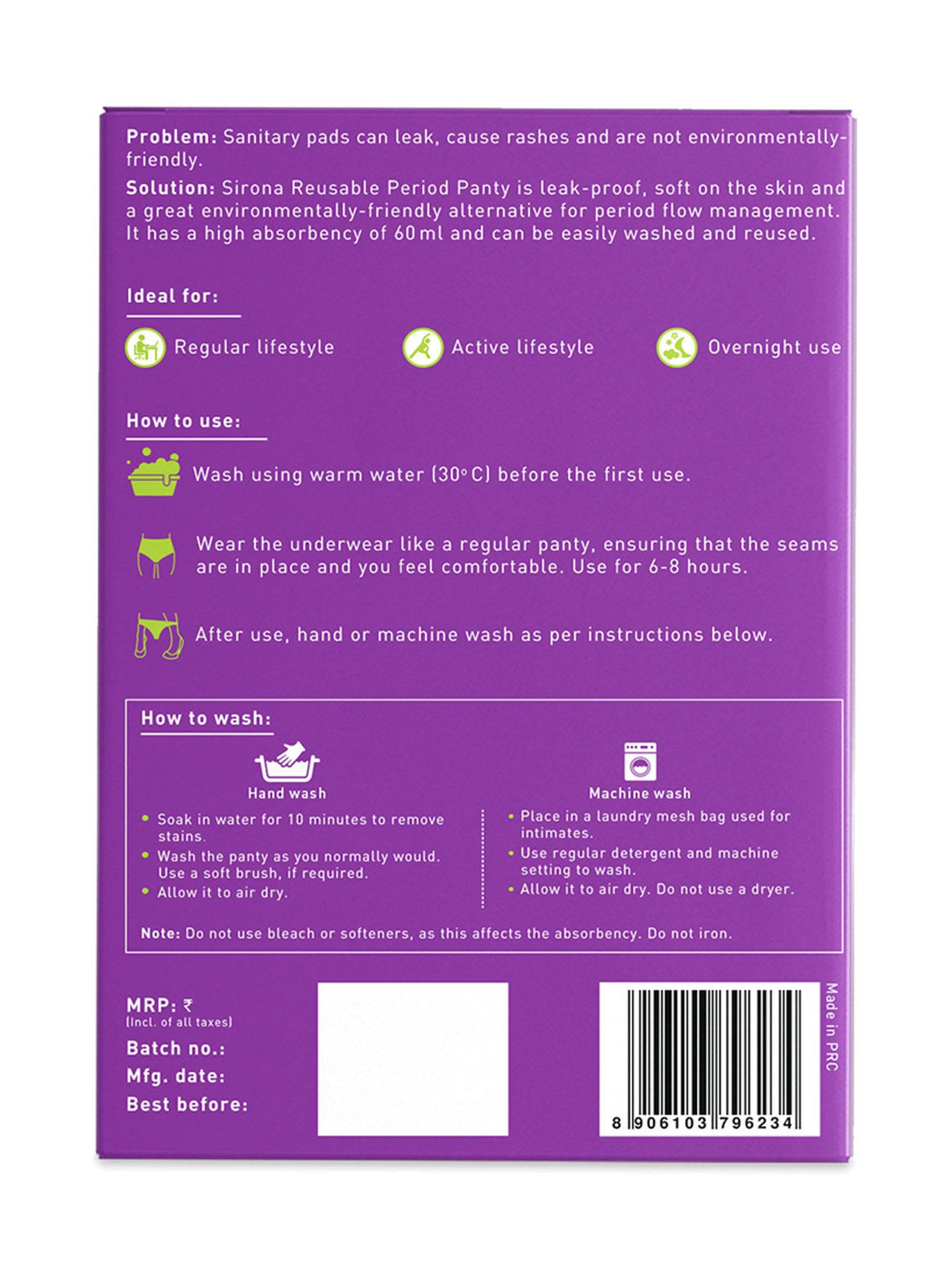 Sirona Reusable Period Panty - Medium