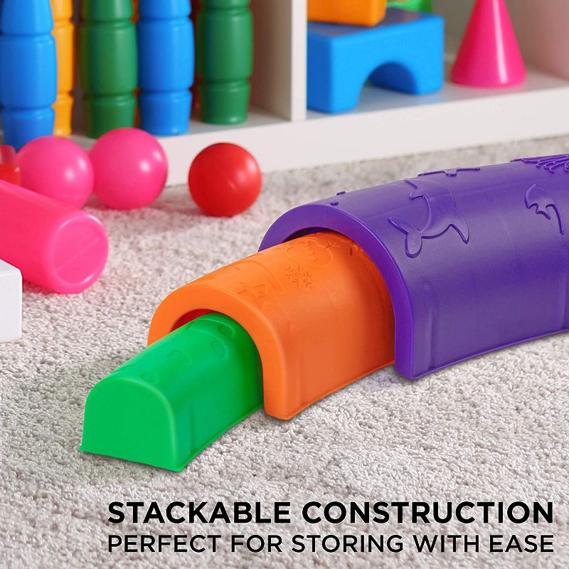 Sunny & Fun 12pc Balance Beam for Kids | Gymnastics Obstacle Course Stepping Boards w/Various Heights and Rubber Non-Slip Surface | Indoor & Outdoor Toy Improves Coordination & Strength | Max 220 Lbs