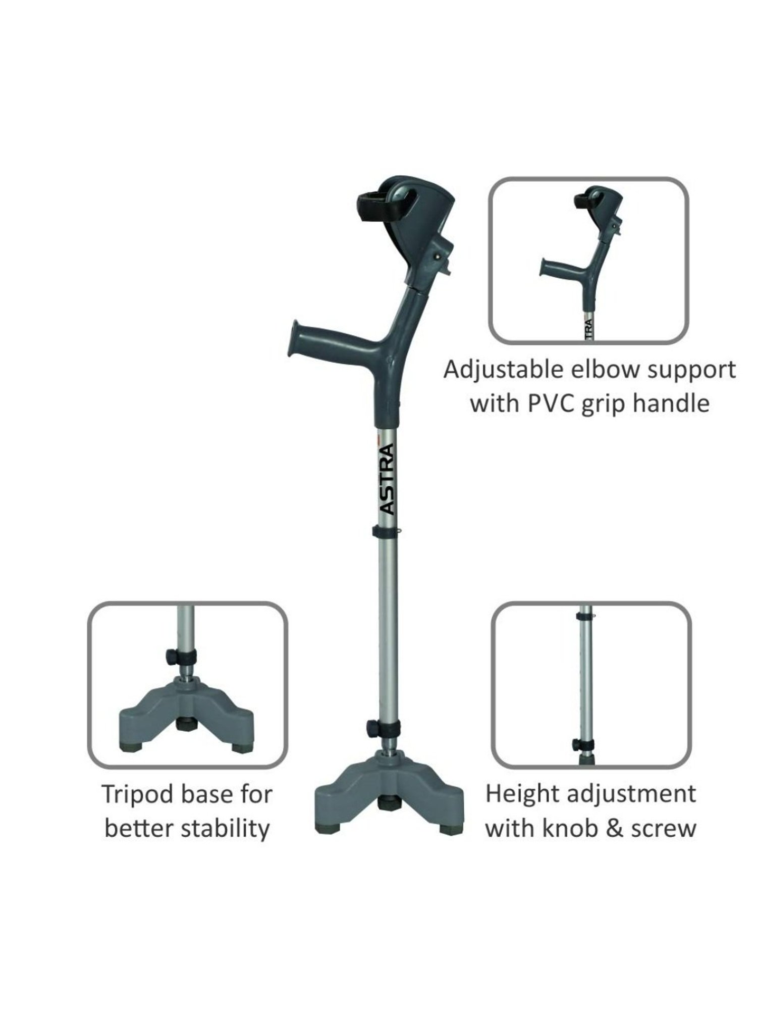 Vissco Astra Max Elbow Crutche (Black)