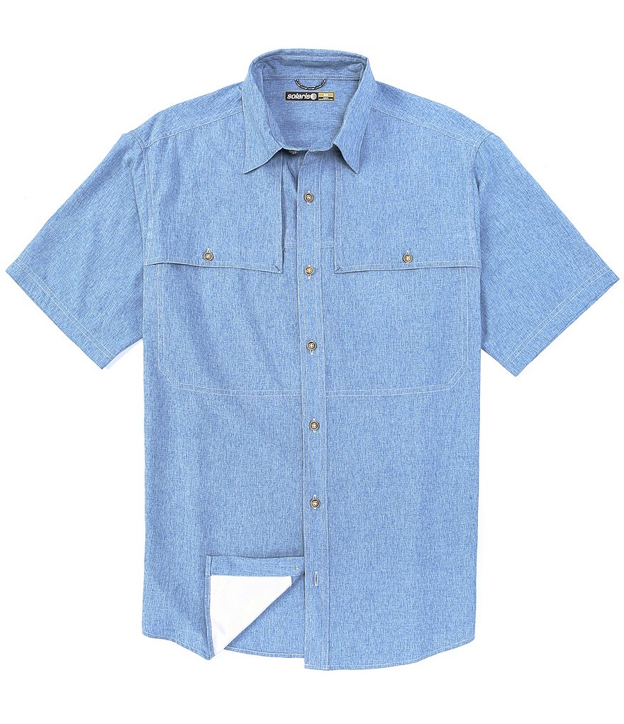 Short Sleeve Solid Synthetic Sportshirt w/ UV Protection Shirt